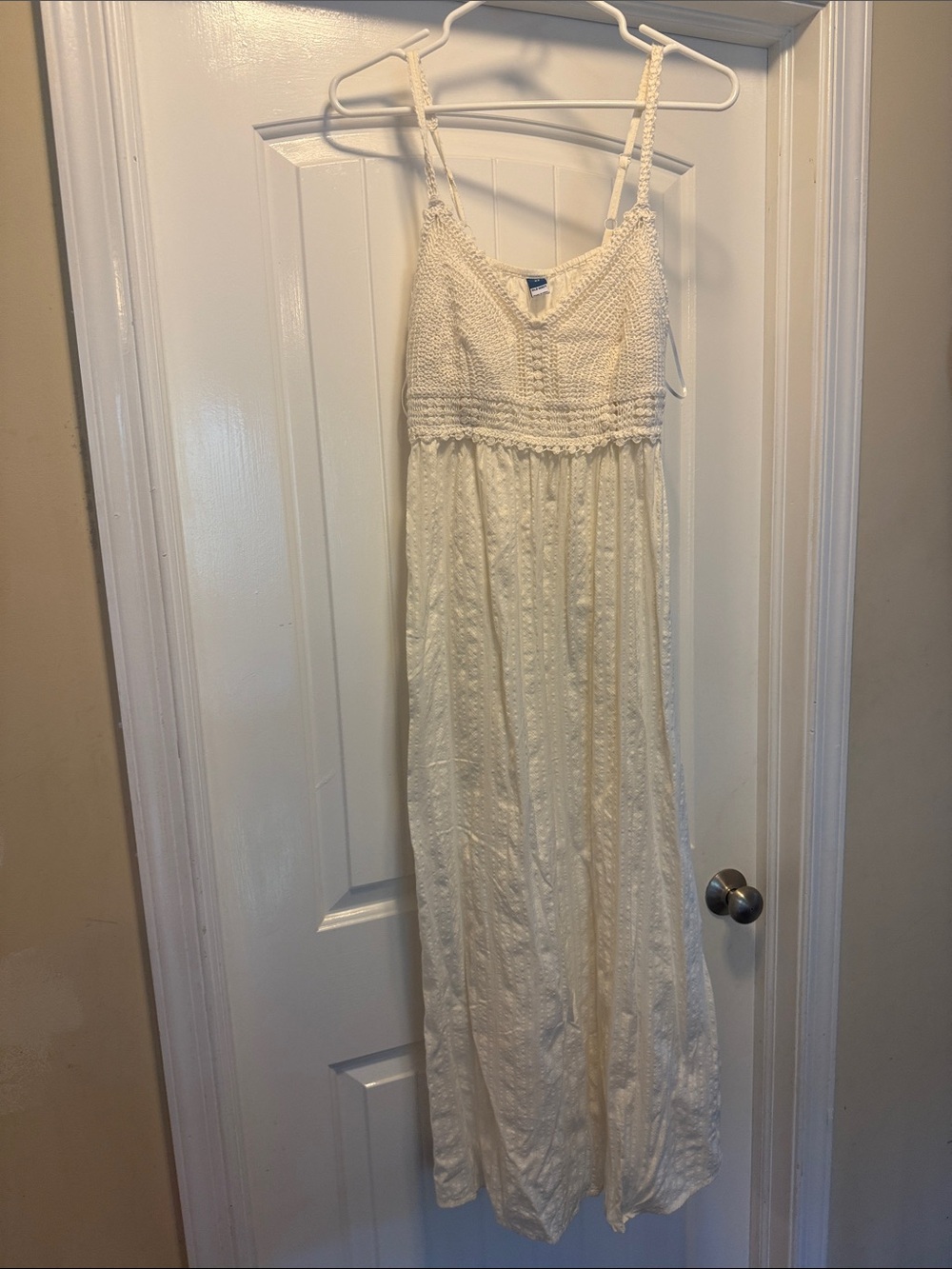 Old Navy Cream Crochet Bodice Maxi Dress